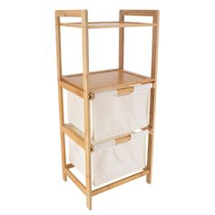 Meuble de salle de bain 2 paniers blanc bambou 38x90x30cm