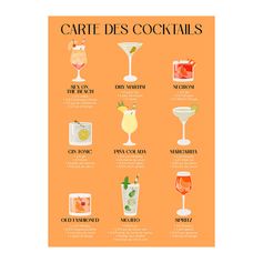 Affiche déco carte des cocktails 30x40cm