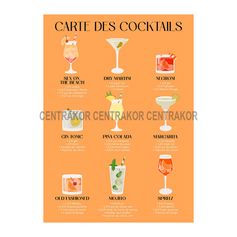 Affiche déco carte des cocktails 30x40cm