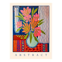 Affiche déco fleurs abstract 30x40cm