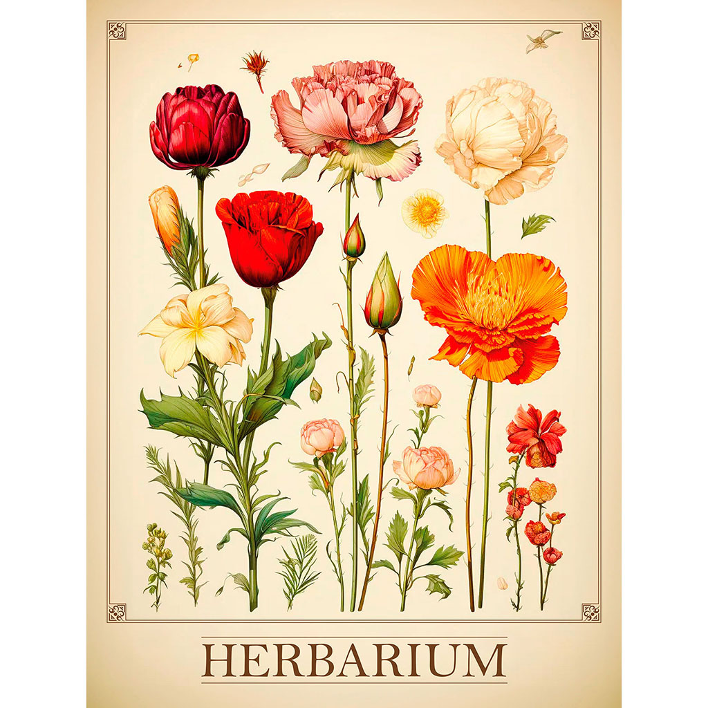 Affiche déco herbier vintage 30x40cm