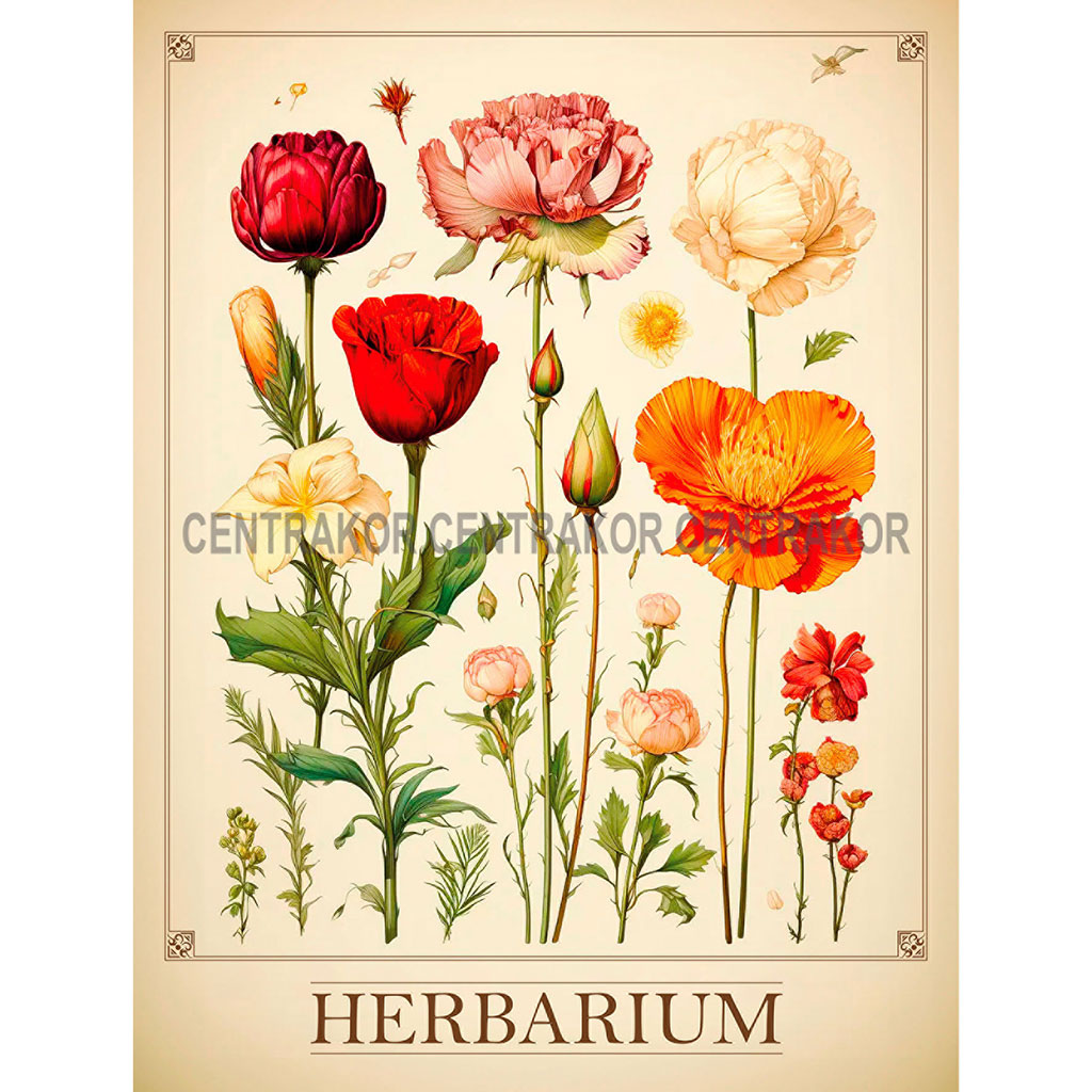 Affiche déco herbier vintage 30x40cm