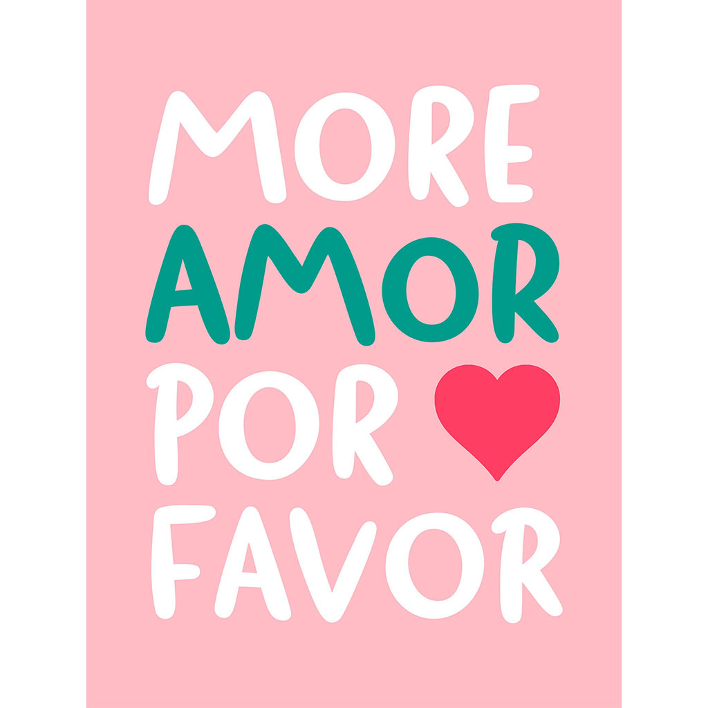 Affiche déco inscription more amor por famor 30x40cm