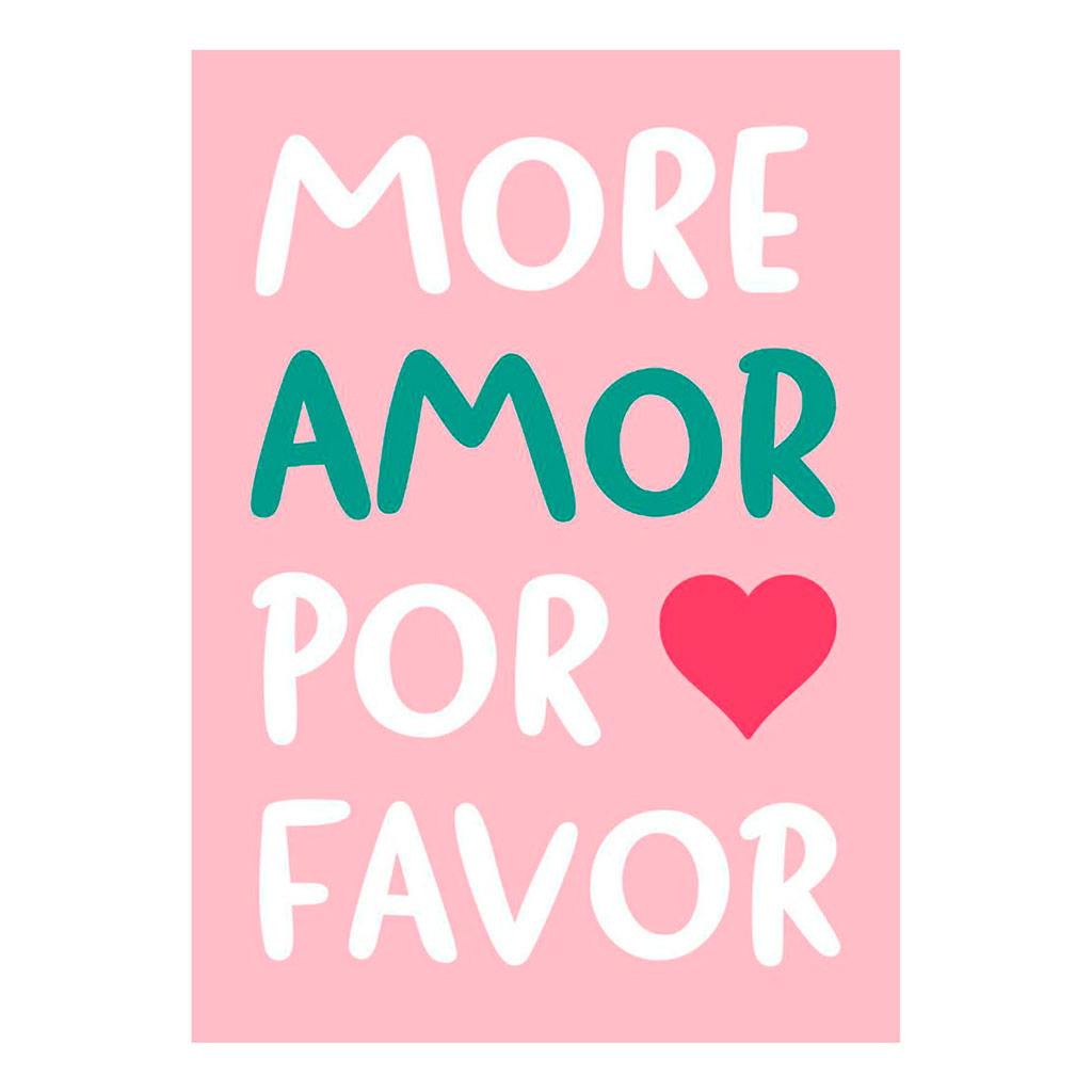 Affiche déco inscription MORE AMOR POR FAVOR 50x70cm