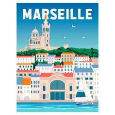 Affiche déco Marseille 30x40cm