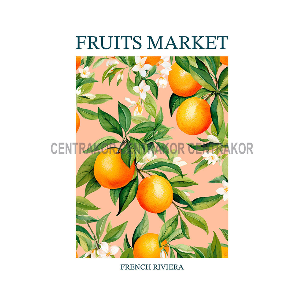 Affiche déco orangers 21x9.7cm