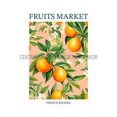 Affiche déco orangers 21x9.7cm