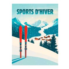 Affiche déco sports d'hiver 30x40cm