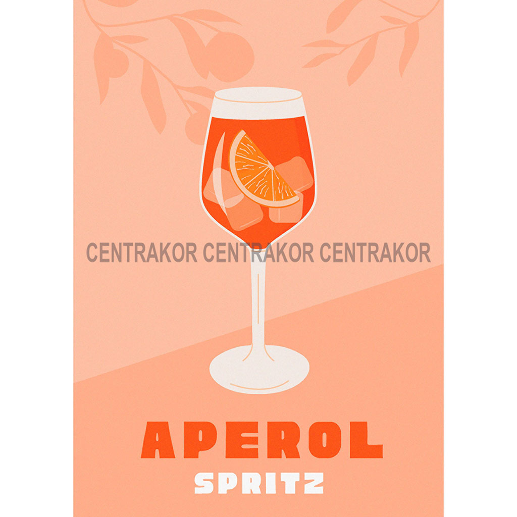 Affiche déco verre cocktail orange 21x29.7cm