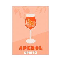 Affiche déco verre cocktail orange 30x40cm