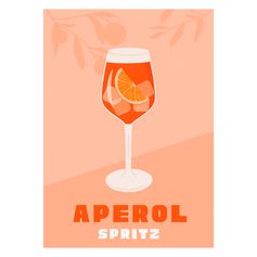 Affiche déco verre cocktail orange 50x70cm