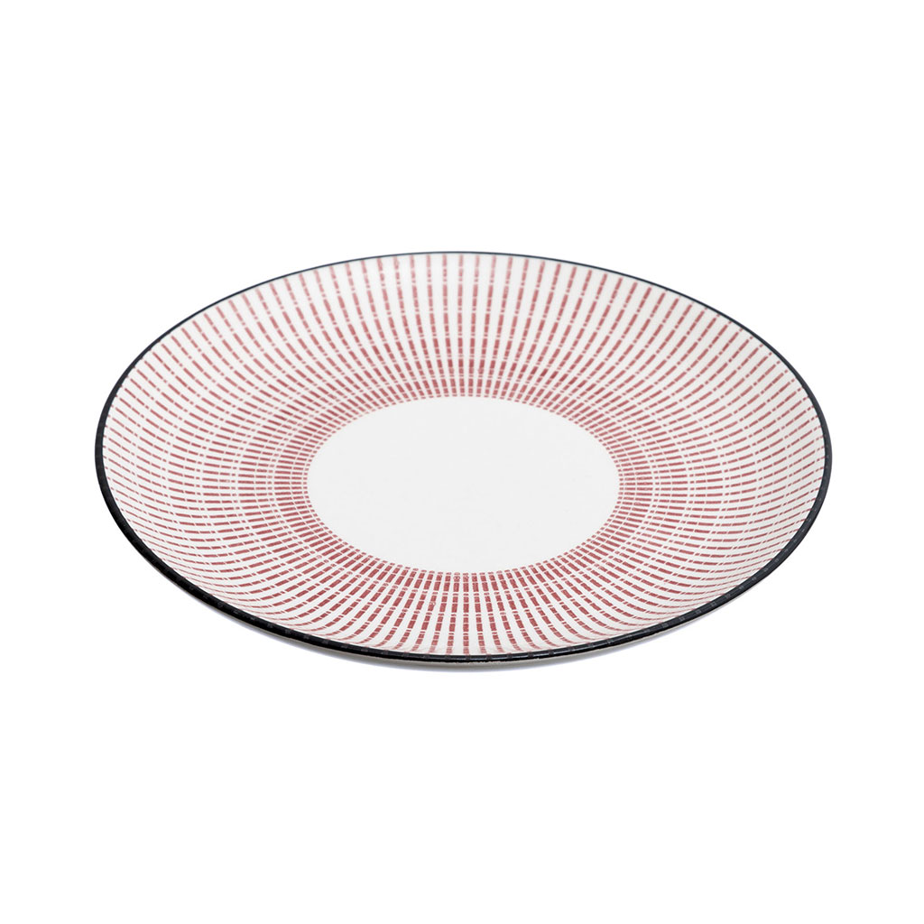 Assiette à dessert LUNIS en porcelaine à motif rouge D 19cm