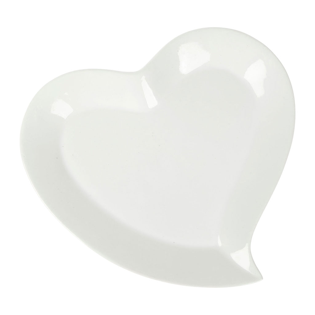 Assiette forme cœur porcelaine blanche 19x17cm