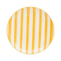 Assiette plate CHARLIE porcelaine jaune et blanc D 27cm