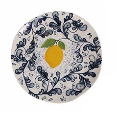 Assiette plate faïence motif citron D 16x6cm