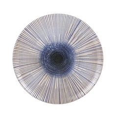 Assiette plate ronde céramique IRYS blanc et bleu D 26cm