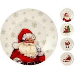 Assiette ronde Père Noël porcelaine D 26.5cm