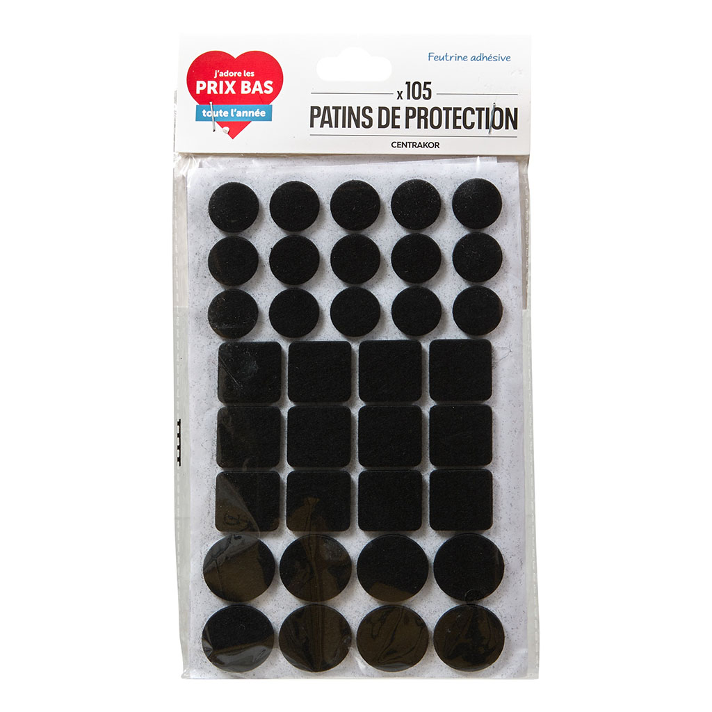 Assortiment de 105 patins adhésifs anti-dérapants