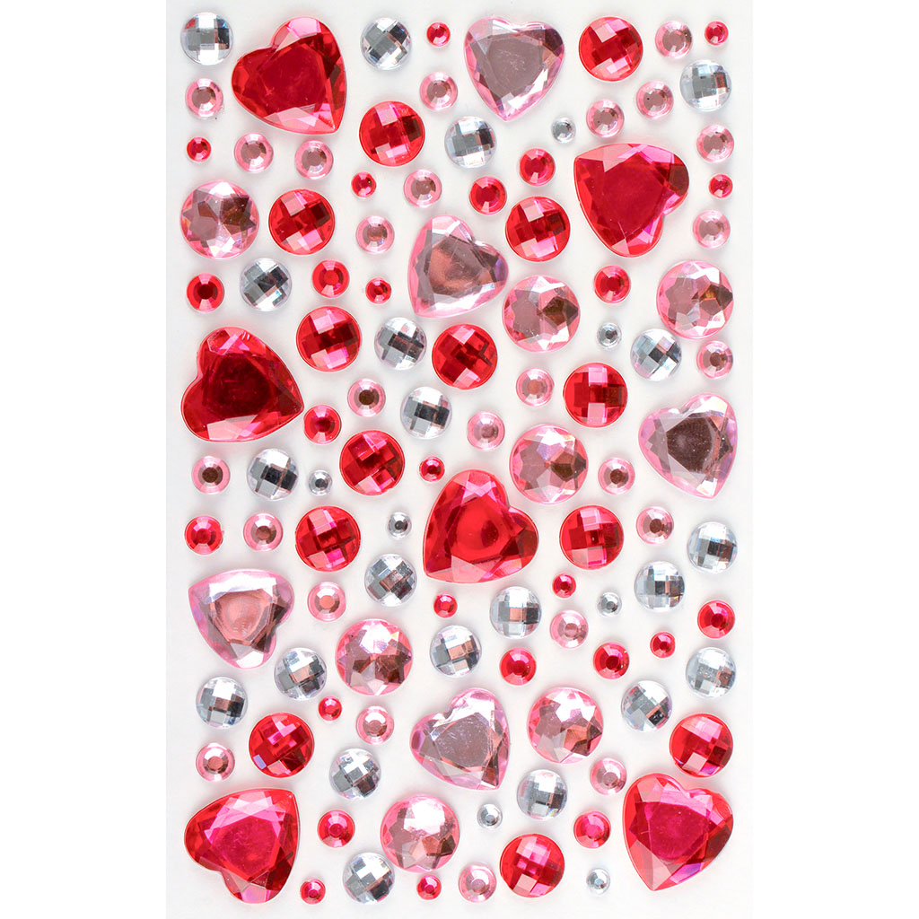 Assortiment de 106 cœurs adhésifs strass