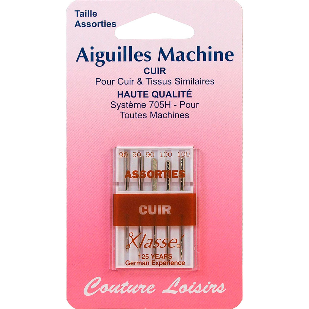 Assortiment de 5 aiguilles machine à coudre pour tissus cuir