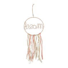 Attrape-rêves à suspendre Dream rose 23x62cm