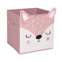 Bac rangement velours biche rose 29x29x29cm