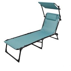 Bain de soleil avec pare-soleil et coussin 56x187x26cm bleu