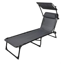 Bain de soleil avec pare-soleil et coussin 56x187x26cm gris anthracite