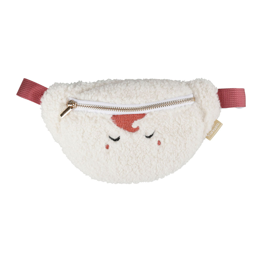 Banane licorne en moumoute blanche 19x11cm