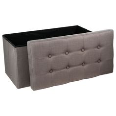 Banc de rangement LYSANDRE pliable gris 76x38cm