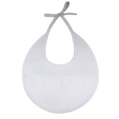 Bavoir rond nid d'abeille blanc 22x26cm