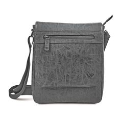 Besace rabat vintage noire 24x28x6cm