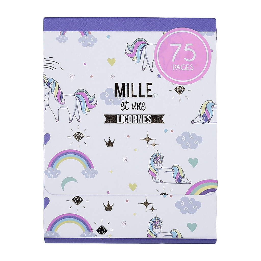Bloc note licorne 75 pages