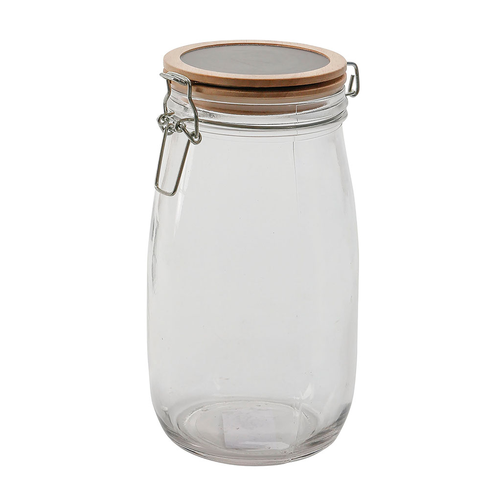 Bocal en verre avec couvercle bois 1.6L Centrakor