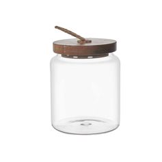Bocal en verre couvercle acacia H10cm