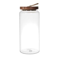 Bocal en verre couvercle acacia H23cm