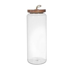 Bocal en verre couvercle acacia H27.5cm