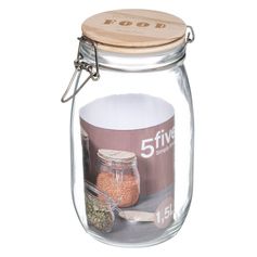 Bocal verre avec couvercle bois FOOD 1.5L