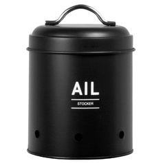 Boîte à ail en métal noire mat D 11.2x15cm