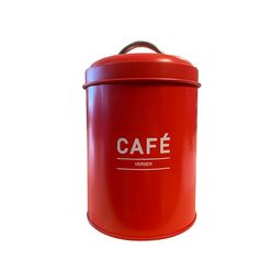 Boîte à café en métal rouge mat D 11xH 18cm