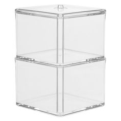 Boite à coton 2 compartiments avec couvercle plastique transparent 9.4x16.8x9.4cm