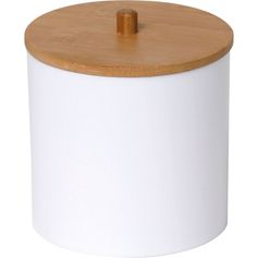 Boîte à cotons blanc et bambou D 9.8x10.5cm