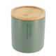 Boîte à cotons en polyrésine avec couvercle en bambou kaki 9.5x11x9.5cm