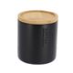Boîte à cotons en polyrésine avec couvercle en bambou noir 9.5x11x9.5cm