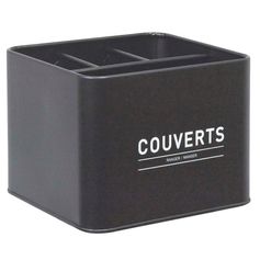 Boîte à couverts en métal noire mat 18x15.5x13.5cm