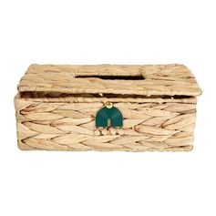 Boite à mouchoirs jacinthe avec bijou vert et doré 26x14cm