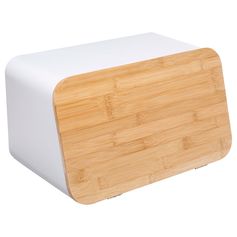 Boîte à pain métal et bambou blanc 37x22.5x23cm