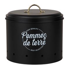 Boîte à pommes de terre ronde ORNELLA métal noir et doré D 22.5cm