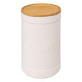 Boîte à sucre céramique blanche et bambou 12.2x19.5x12.2cm