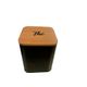 Boîte à thé carrée métal noir et bambou 14x11.5x11.5cm
